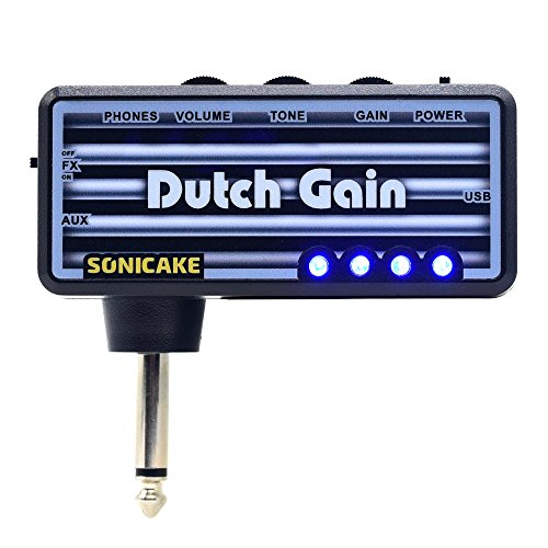 Book Cover SONICAKE Amphonix Dutch Gain Modern Hi-gain USB Chargable Headphone Pocket Guitar Amp w/h Built-in Effects and AUX input, USB Chargable Cable and 3.5mm Male to Dual 3.5mm Female Headset Spliter Includ