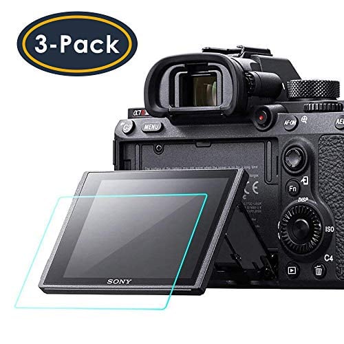 Book Cover Screen Protector Compatible Sony Alpha a7RIII A7R3 A9 A7II A7RII A7SII A77II A99II RX100 RX100V RX1 RX1R RX10 RX10II Camera, QIBOX Tempered Glass Screen Guard Full Coverage Edge to Edge[3 Pack]