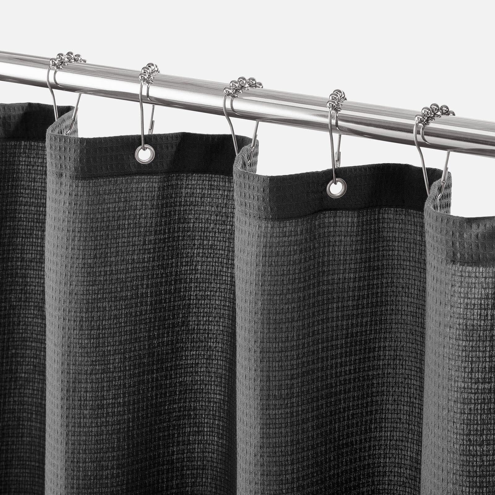 Book Cover mDesign Waffle Knit Long Cotton Blend - Spa Quality, Luxury, Solid Color Cloth Shower Curtains for Bathroom - Hyde Collection, 72