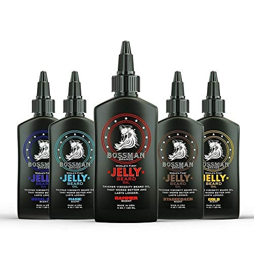 Book Cover Bossman Jelly Beard Oil Variety Pack - Beard Grooming Care and Growth Kit - All 6 Beard Jelly Oil Scents - Made in USA
