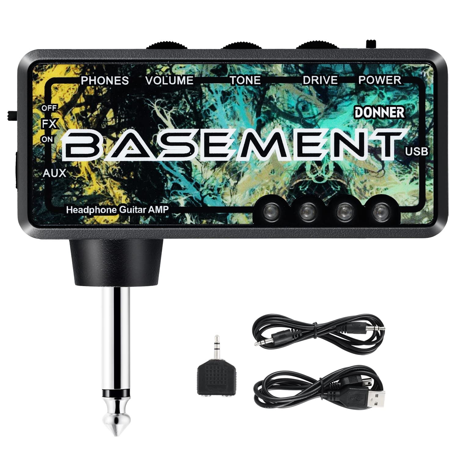 Book Cover Donner Bass Guitar Headphone Amp Basement Pocket FX WAH Rechargeable Mini Practice Amplifier
