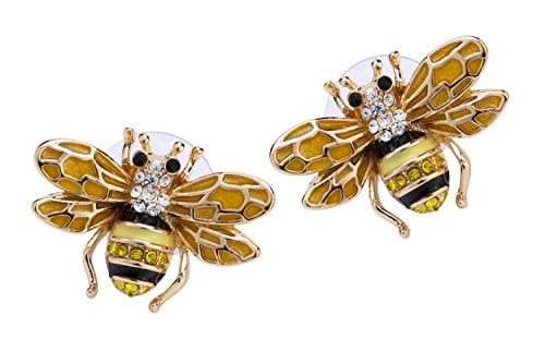 Book Cover YACQ Honey Bee Stud Earrings Crystal Costume Jewelry for Women Teen Girls