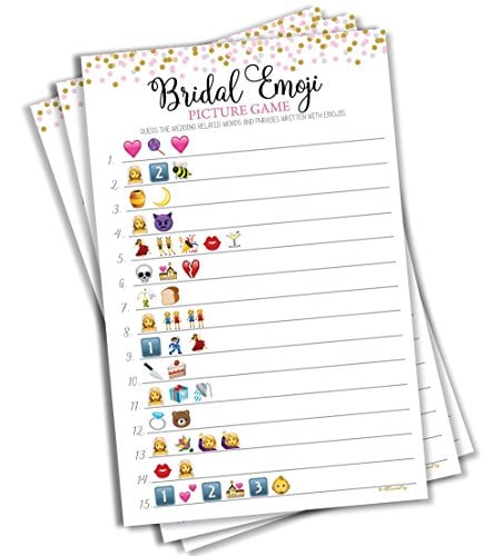 Book Cover Bridal Shower Emoji Picture Game (50-sheets)