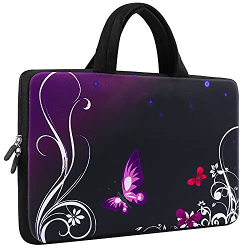 Book Cover iColor 11 11.6 12 12.1 12.5 inch Laptop Carrying Bag Chromebook Case Notebook Ultrabook Bag Tablet Cover Neoprene Sleeve for MacBook Air Purple Butterfly