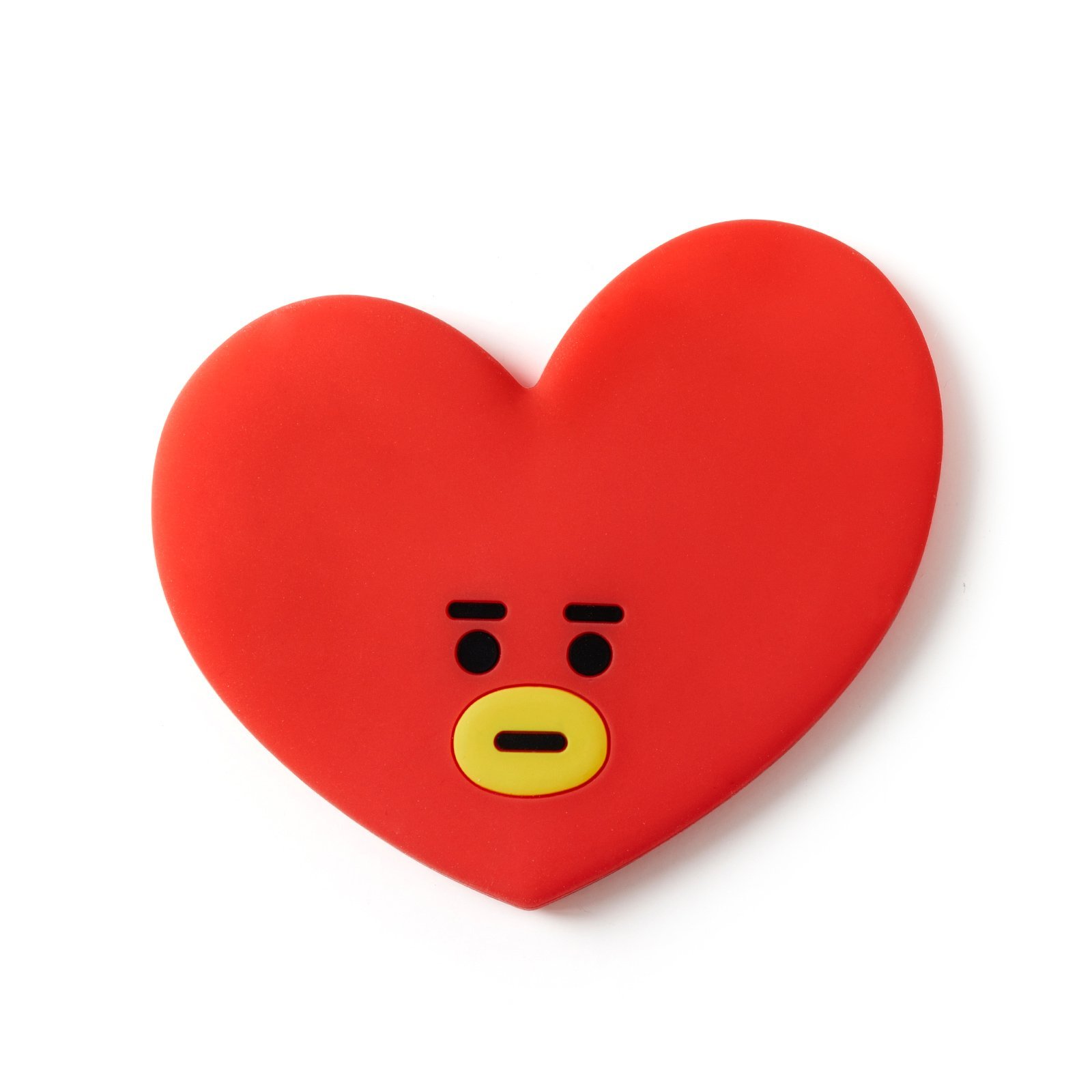 Book Cover BT21 TATA Character Small Silicone Travel Handheld Hand Mirror for Women and Girls, Red