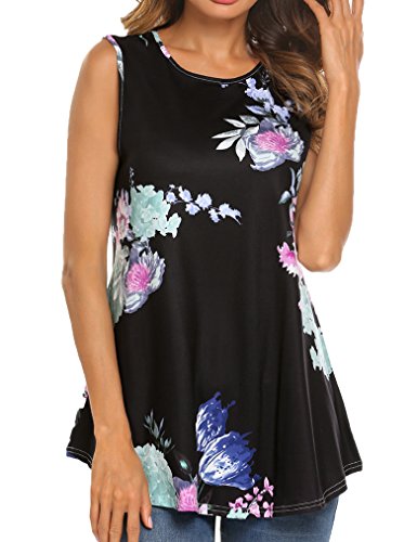 Book Cover Tobrief Women Sleeveless Floral Print Swing Tunic Tank Tops
