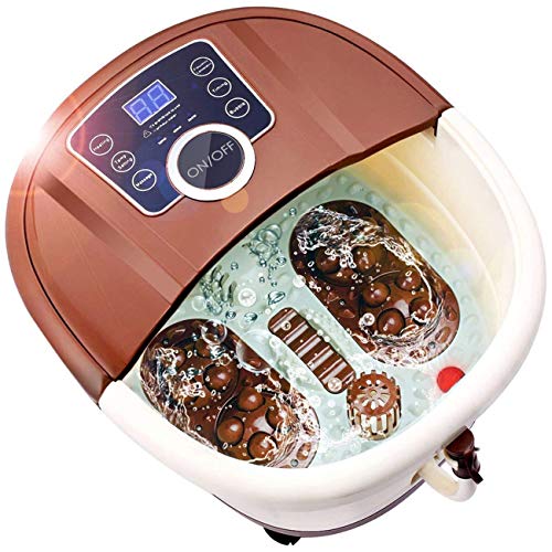 Book Cover Foot Spa Bath Massager with Heat,16 Pedicure Spa Motorized Shiatsu Roller Massaging Acupuncture Point, Frequency Conversion, O2 Bubbles, Adjustable Time & Temperature,LED Display