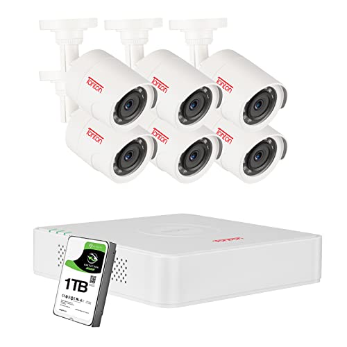 Book Cover Tonton 5MP Lite 8 Channel Security Camera System,8CH H.265+ Hybrid DVR with 1TB HDD and 6PCS 2.0MP Outdoor CCTV Bullet Cameras,Easy Remote Viewing,Motion Detection,Free Alerts,Powered by Hikvision