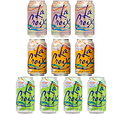 Book Cover La Croix Mango, Peach-Pear, Apricot - Variety Pack, 12oz Cans (10-Pack Variety, Total of 120 Oz)