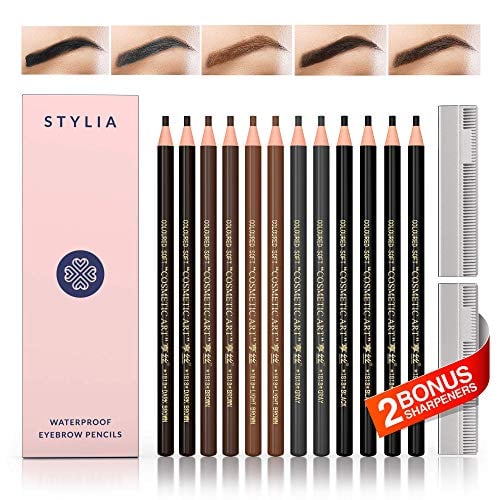 Book Cover Waterproof Eyebrow Pencils Peel Off - Brow Pencil Set For Marking, Filling And Outlining, 12 Piece Tattoo Makeup And Microblading Supplies Kit-Permanent Eye Brow Liners In 5.
