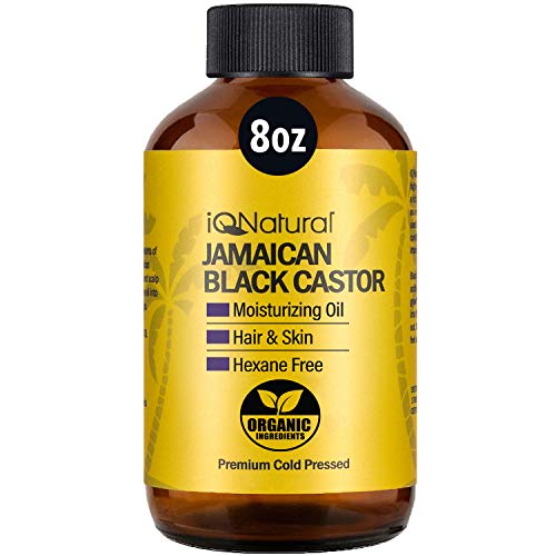Book Cover iQ Natural Jamaican Black Castor Oil for Hair Growth and Skin Conditioning, 100% Pure Cold Pressed, Scalp, Nail and Hair Oil - (Unscented) (8oz)