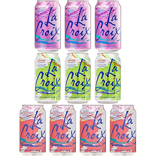 Book Cover La Croix Passion Fruit, Mango, Berry - Variety Pack, 12oz Cans (10-Pack Variety, Total of 120 Oz)