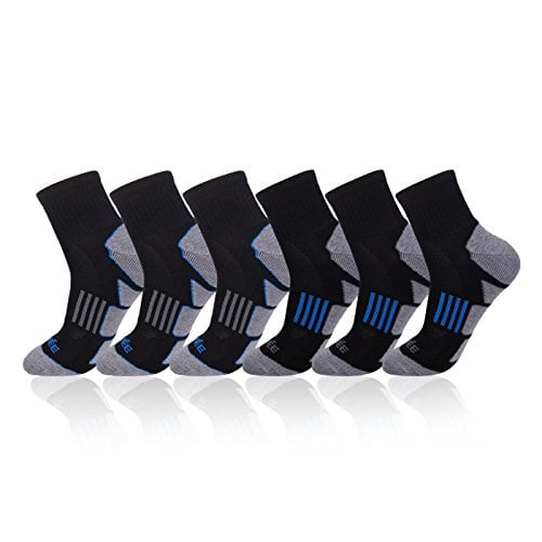 Book Cover JOYNÉE Men's 6 Pack Athletic Performance Cushion Ankle Running Quarter Socks