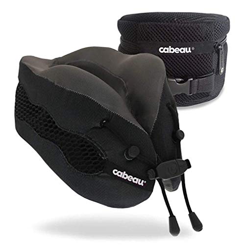 Book Cover Cabeau Evolution Cool Travel Pillow- The Best Air Circulating Head and Neck Memory Foam Cooling Airplane Neck Pillow - Backed by Sleep Science for Maximum Sleep Support - Black