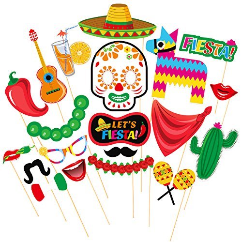 Book Cover OULII Party Photo Booth Props (Fiesta Mexican Photo Props)