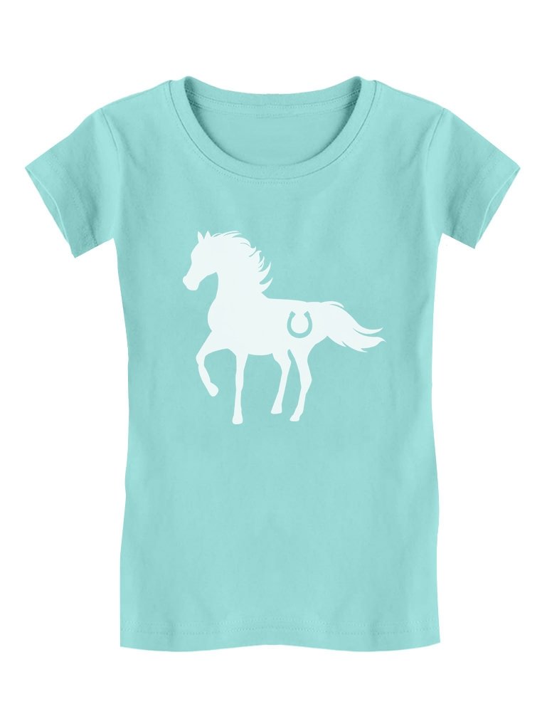 Book Cover Horse Gifts for Girls Love Horses Shirt Horseback Riding Equestrian Kids Shirts 7-8 Chill Blue