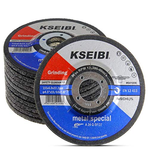 Book Cover KSEIBI 641006 4-1/2-Inch by 1/4-Inch Metal Stainless Steel Inox Grinding Disc Depressed Center Grind Wheel, 7/8-Inch Arbor, 10-Pack