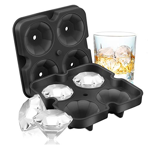 Book Cover Ice Cube Trays, Diamond-Shaped Fun Ice Cube Molds BPA Silicone Flexible Ice Maker for Chilling Whiskey Cocktails (Black)