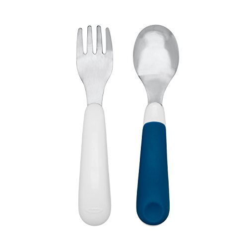 Book Cover OXO Tot Toddler Fork & Spoon Set With Carry Case- Navy