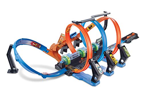 Book Cover Hot Wheels Corkscrew Crash Track with 3 Motorized Speed Boosters, 3 Crazy Corkscrew Loop 14-inches High, 3 Crash Zones, Drop-In Ramp, Vehicle Storage, Large-Scale Set, Ages 5 and Older