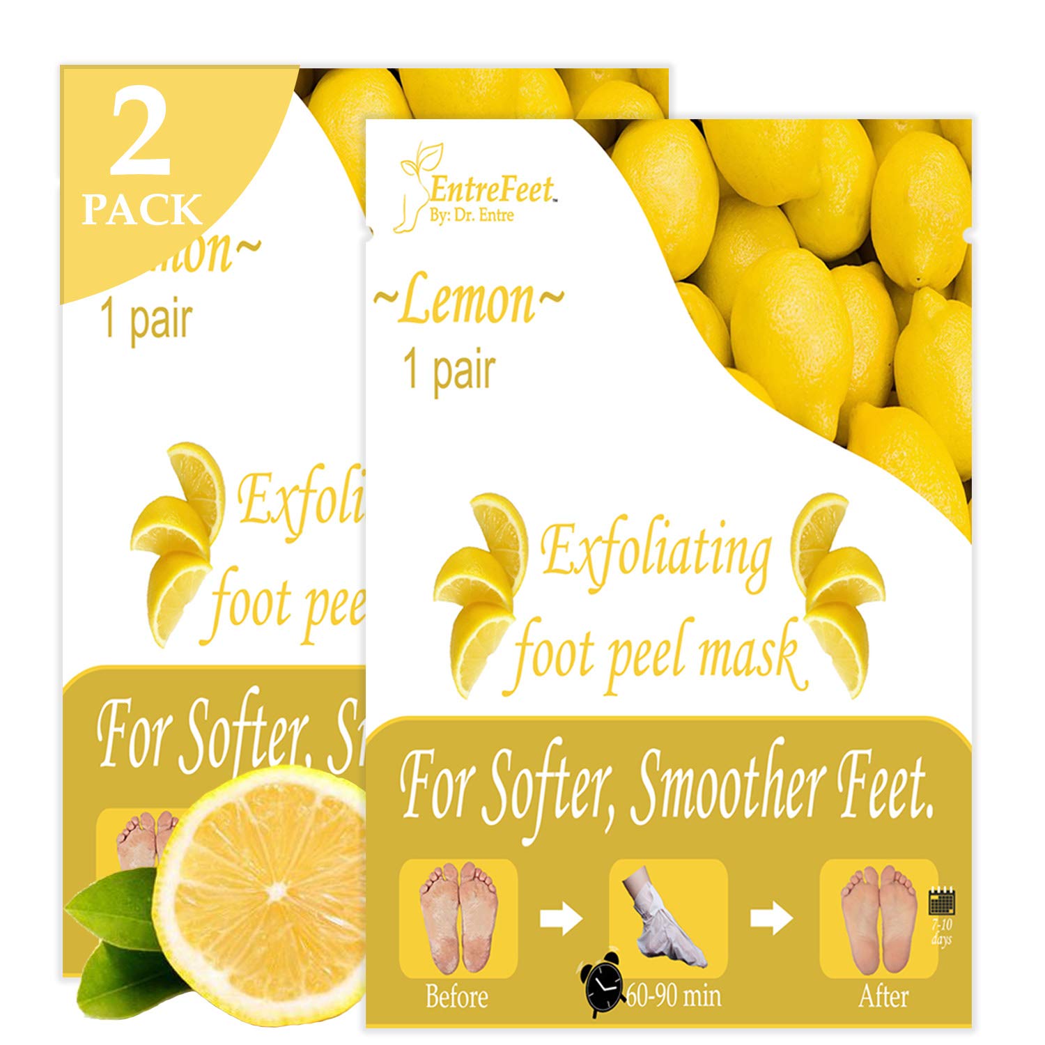 Book Cover Dr. Entre's Foot Peel Mask | PARENT | Baby Soft Feet in Just 7 Days, Exfoliating Callus Remover (2 Pack Lemon)