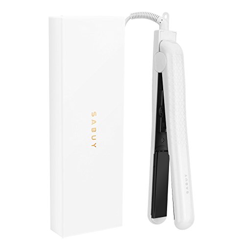 Book Cover SABUY Ceramic Flat Iron for Hair, Professional 1 Inch Hair Straightener, Dual Voltage for Worldwide Traveling, 038 (White)