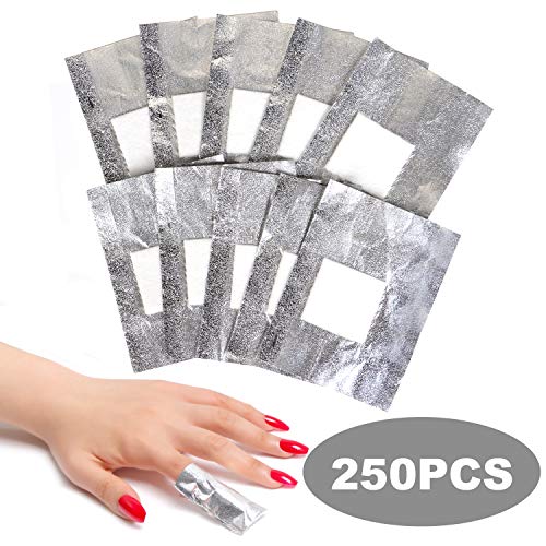 Book Cover ECBASKET Nail Polish Remover Gel Polish Remover Soak Off Foils 250pcs Gel Nail Polish Remover Wrap Foils with Lager Cotton Pad Nail Gel Remover Tool