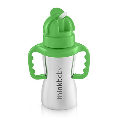 Book Cover Thinkbaby Stainless Steel Thinkster Bottle, Green (9 ounce)