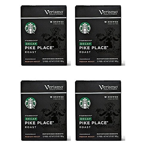 Book Cover Starbucks Decaf Pike Place Roast Coffee Verismo Pods, 12 Count (4 pack)