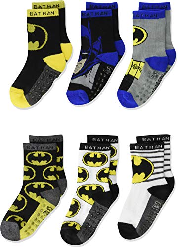 Book Cover Batman Justice League Toddler Baby Boy's 6 pack Socks with Grippers