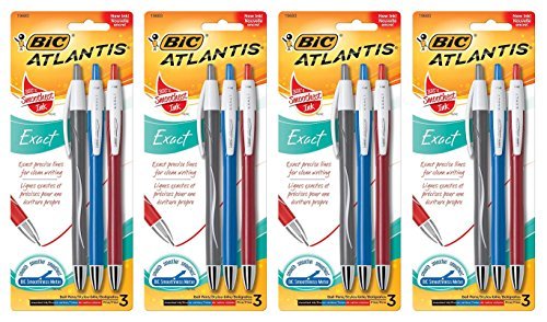 Book Cover BIC Atlantis Exact Retractable Ball Pen, Fine Point (0.7 mm), Assorted Colors, 12-Count