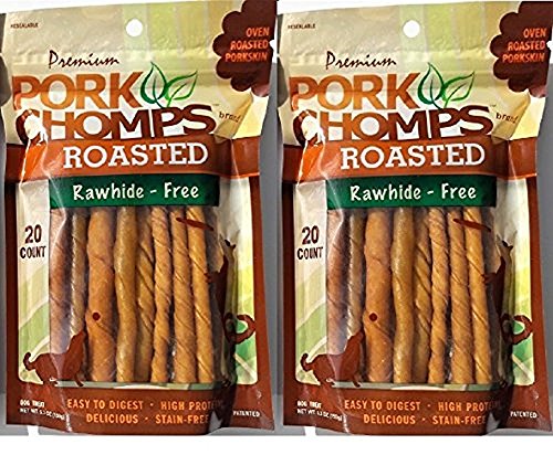 Book Cover Pork Chomps medium Oven Roasted 100% Rawhide Free, High In Protein, Easy To Digest Treats 40ct