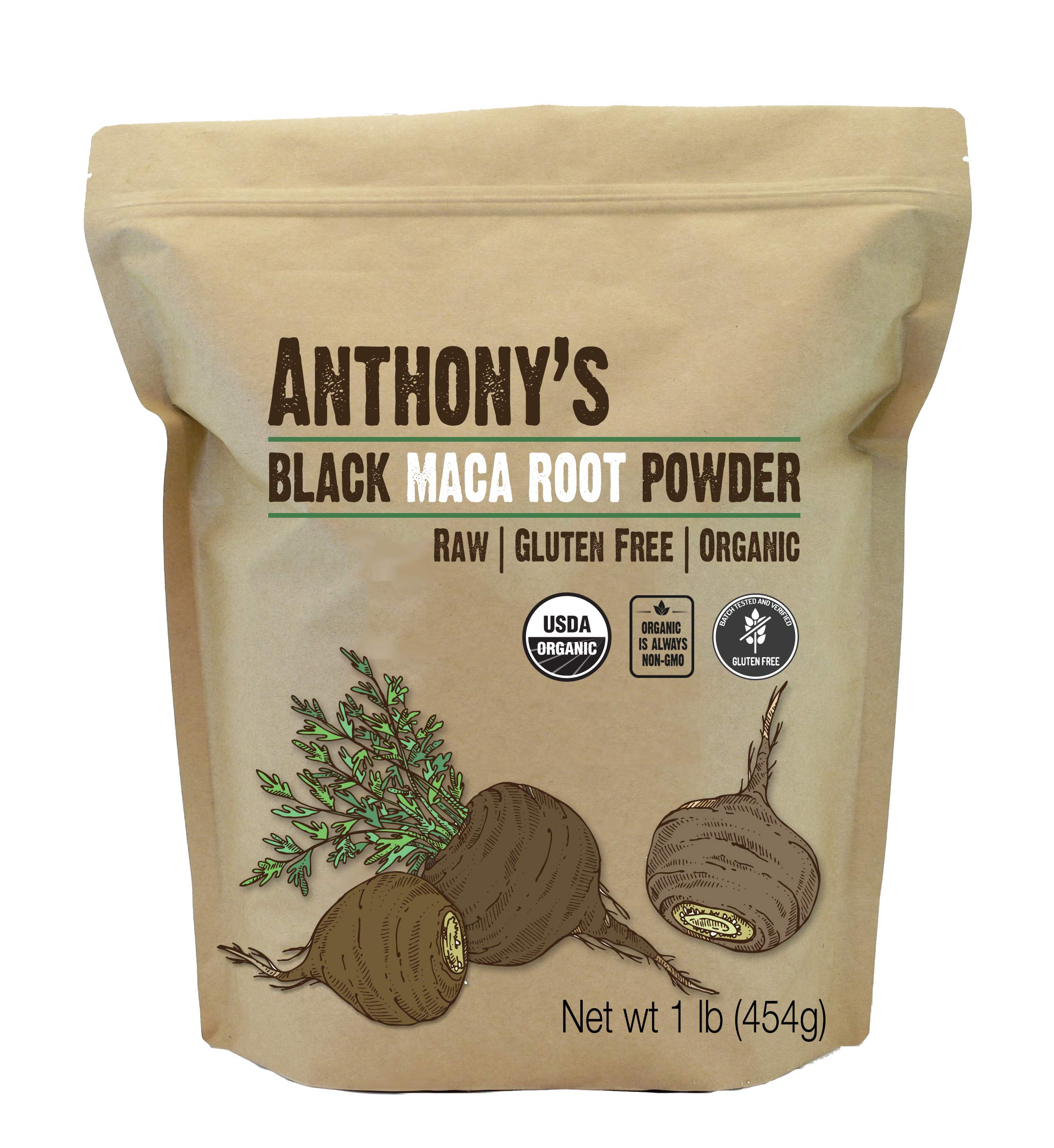 Book Cover Anthony's Organic Black Maca Powder, 1 lb, Raw, Gluten Free & Non GMO Black Maca 1 Pound (Pack of 1)