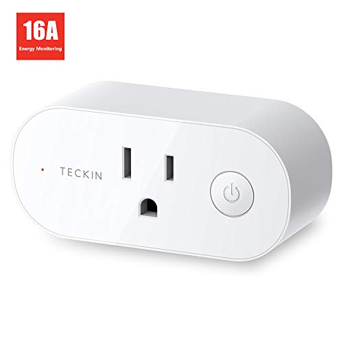 Book Cover Smart Plug Wifi Outlet Compatible With Alexa, Google Home and IFTTT, Teckin Mini Smart Socket with Energy Monitoring and Timer Function, No Hub Required, 16A