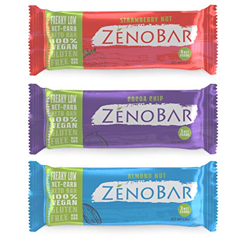 Book Cover ZenoBar Keto Low Carb Energy Bar, 1.6 oz (Variety, 12-Pack): Vegan, Whole Foods, Low Glycemic, Perfect for Keto, Diabetic, and High Fat Diets