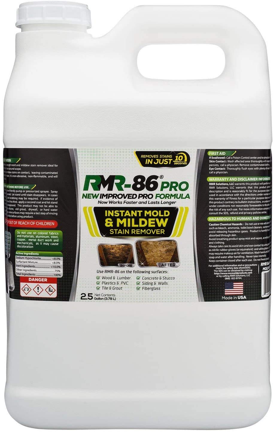 Book Cover RMR-86 Pro Instant Stain Remover - Contractor Grade Cleaning Solution, Professional Quality Formula, 2.5 Gallon