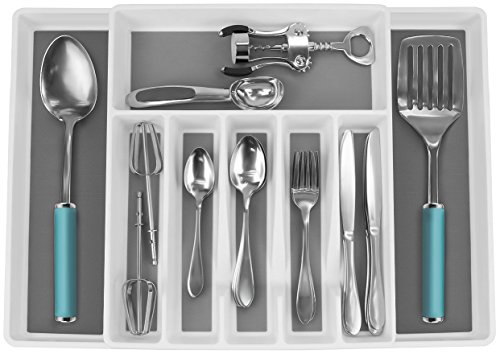Book Cover Sorbus Flatware Drawer Organizer, Expandable Cutlery Drawer Trays for Silverware, Serving Utensils, Multi-Purpose Storage for Kitchen, Office, Bathroom Supplies (Cutlery Drawer Organizer - White)