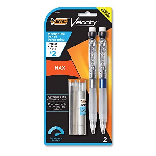 Book Cover BIC Velocity Max Pencil, 0.5 Mm, Hb (#2), Black Lead, Gray Barrel, 2/pack