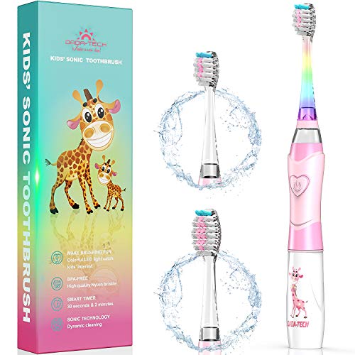 Book Cover Kids Electric Toothbrush, Childrens Battery Tooth Brush with Timer Operated by Sonic Technology for Junior Boys and Girls (Pink)