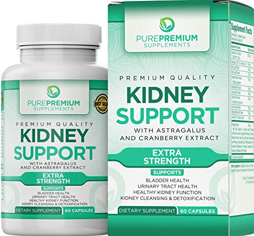 Book Cover Premium Kidney Support Supplement by PurePremium (Kidney Cleanse Supplement) Potent Herbal Ingredients for Urinary Tract and Bladder Health â€“ Cranberry Extract, Astragalus and Uva Ursi Leaf - 60 Caps