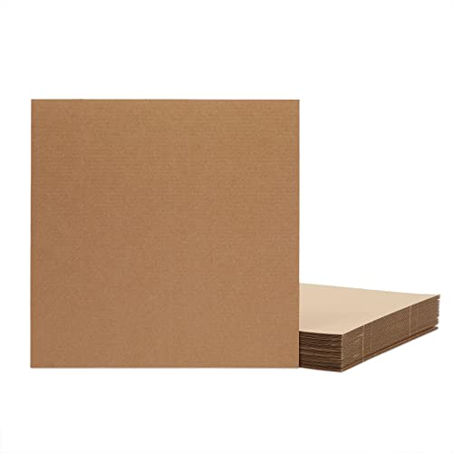 Book Cover 24 Pack Corrugated Cardboard Sheets 12x12, Flat Square Card Board Inserts for Packaging, DIY Crafts