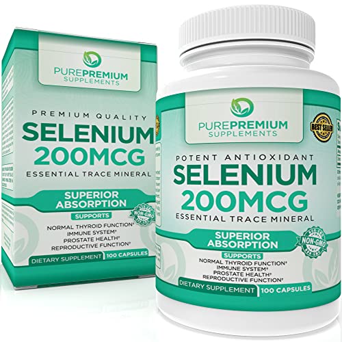 Book Cover PurePremium Selenium Supplement (Selenomethionine) 100 Once Daily Selenium 200mcg Caps. Supports Immune System, Prostate and Reproductive Function - Essential Trace Mineral - Selenium 200 mcg