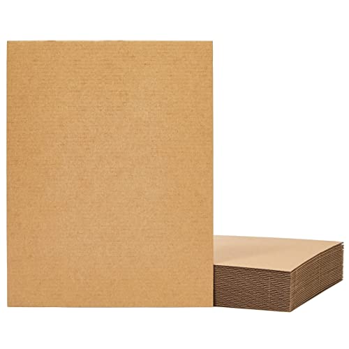 Book Cover 24 Sheets 8.5x11 Corrugated Cardboard Backing, Inserts for Dividers, Packing, Mailing, Crafts (Brown)
