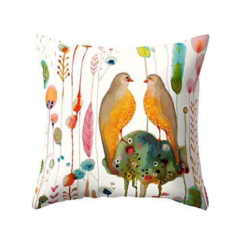 Book Cover Win Bird Flower Pillow Case Throw Cushion Cover Cotton Bed Sofa Living Room Decor with Zipper? - 5#