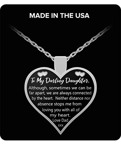 Book Cover SHE THAT BREATHES Father Daughter Necklace, Silver Chain Heart Pendant Gifts, Absent Father Daughter