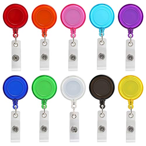 Book Cover ljdeals Retractable Badge Holder ID Badge Reel Clip On Card Holders, Assorted Colors, Pack of 10