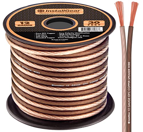 Book Cover InstallGear 12 Gauge Speaker Wire (30ft) - Brown 12 AWG Speaker Wire Speaker Cable 99.9% | Oxygen-Free Copper - True Spec and Soft Touch Cable | Speaker Wire 12 Gauge for Outdoor Speaker Wire
