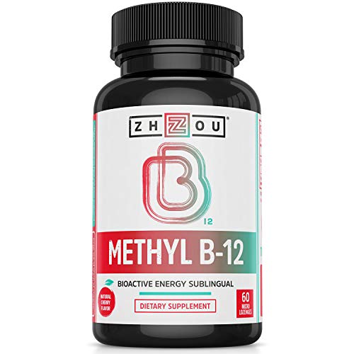 Book Cover Zhou Nutrition Methyl B12 (Vitamin B12) Lozenges, 5000 mcg for Maximum Absorption and Active Energy, Vegan