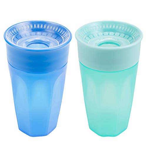 Book Cover Dr. Brown's Cheers 360 Spoutless Training Cup, 9m+, 10 Ounce, Blue/Aqua, 2 Count