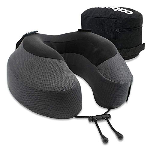 Book Cover Cabeau Evolution S3 Travel Pillow â€“ Straps to Airplane Seat â€“ Ensures Your Head Wonâ€™t Fall Forward â€“ Relax with Plush Memory Foam â€“ Quick-Dry Fabric Keeps You Cool and Dry (Steel)â€¦